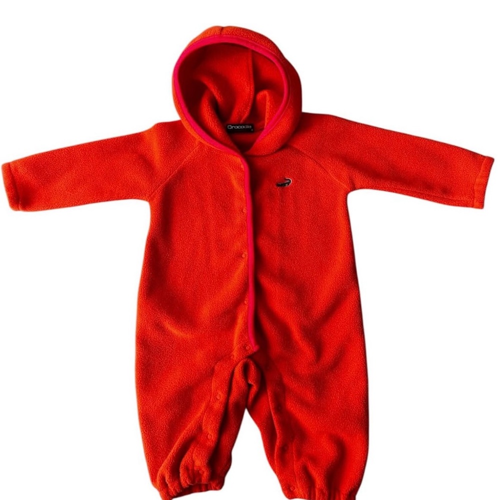 Bright Orange and hot pink Crocodile baby bunting suit